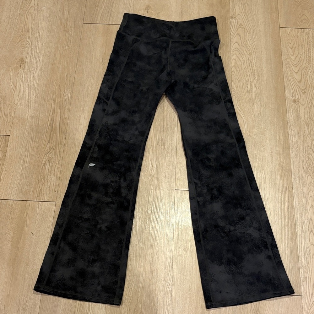 Fabletics Black Marbled Flare Leggings
